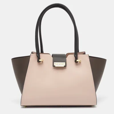 Shop Zac Posen /old Rose Leather Eartha Tote In Black