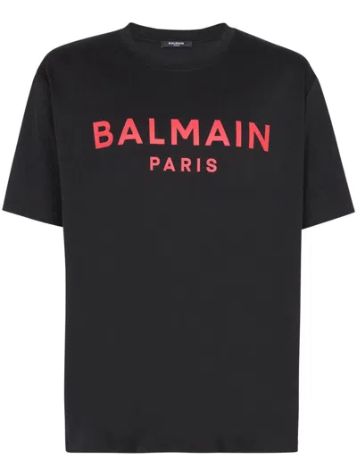 Shop Balmain Paris T-shirt With Print In Black