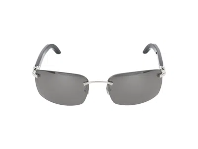 Shop Cartier Sunglasses In Silver Grey Grey