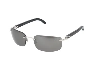 Shop Cartier Sunglasses In Silver Grey Grey