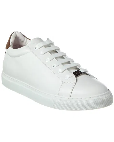 Shop Isaia Leather Sneaker In White