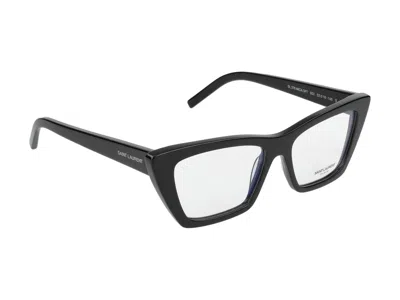 Shop Saint Laurent Eyeglasses In Black Black Transparent