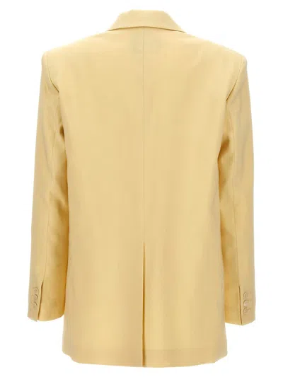 Shop The Andamane Single-breasted Linen Blazer In Yellow
