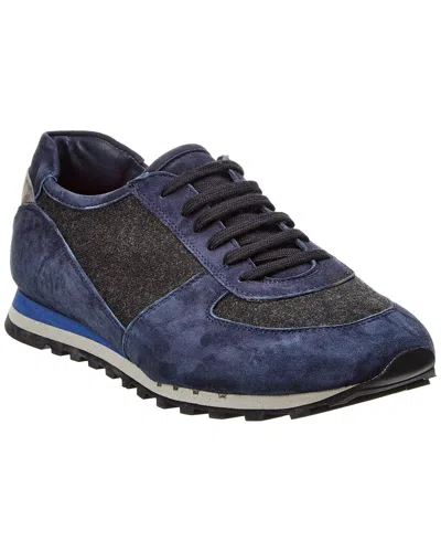 Shop Isaia Suede Sneaker In Blue