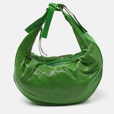 Shop Chloé Metal Mesh And Leather Chainmail Hobo In Green