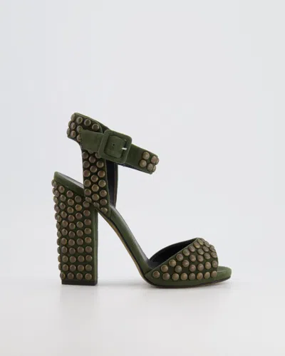 Shop Giuseppe Zanotti Khaki Studded Ankle-strap Heels In Green