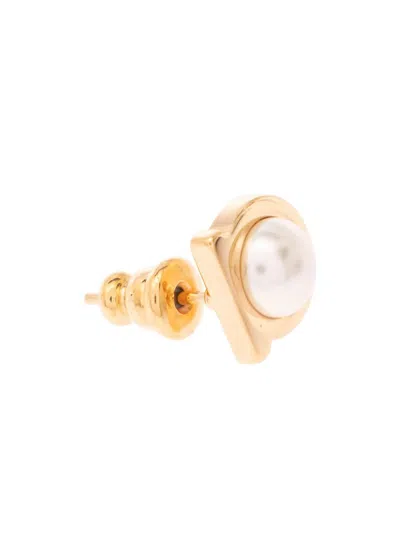 Shop Ferragamo Gold-colored Earrings With Gancini Detail In Brass Woman In Grey