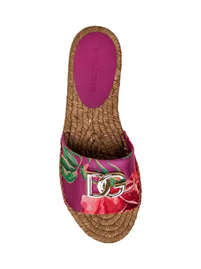 Shop Dolce & Gabbana Espadrille With Flowers In Multicolor