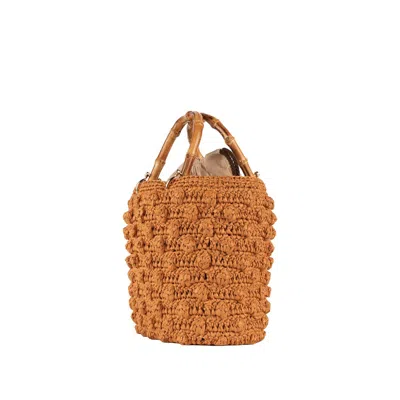Shop Via Mail Bag Handmade Raffia Crochet Bucket Bag In Bronze