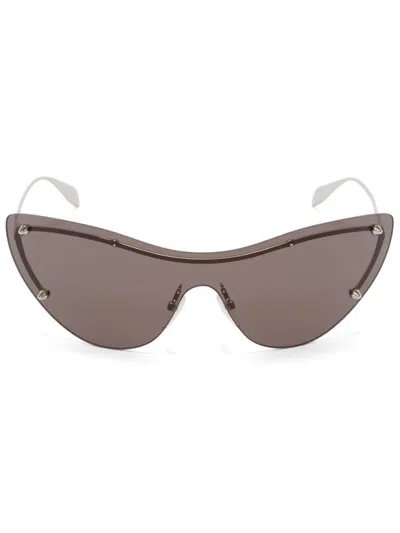 Shop Alexander Mcqueen Sunglasses In Silver+smoke