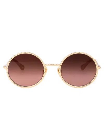 Shop Chloé Sunglasses In 002 Gold Gold Copper