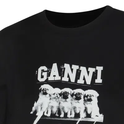 Shop Ganni T-shirts And Polos Black