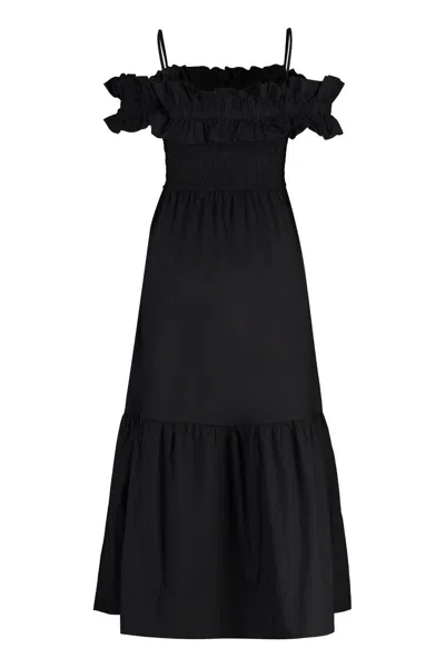 Shop Ganni Poplin Dress In Black