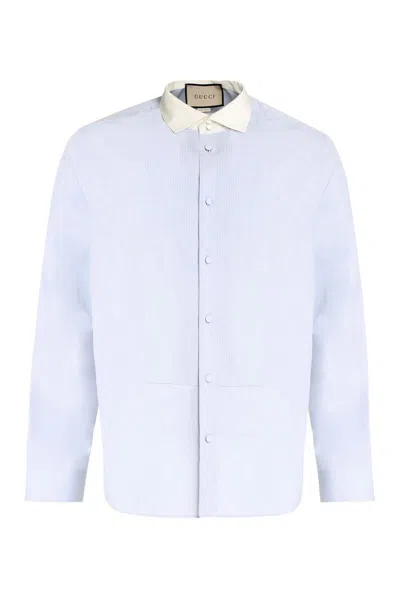Shop Gucci Cotton Poplin Shirt In Blue