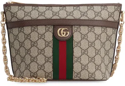 Shop Gucci Ophidia Mini Fabric Shoulder Bag In Beige