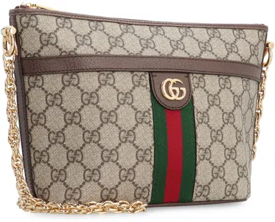 Shop Gucci Ophidia Mini Fabric Shoulder Bag In Beige