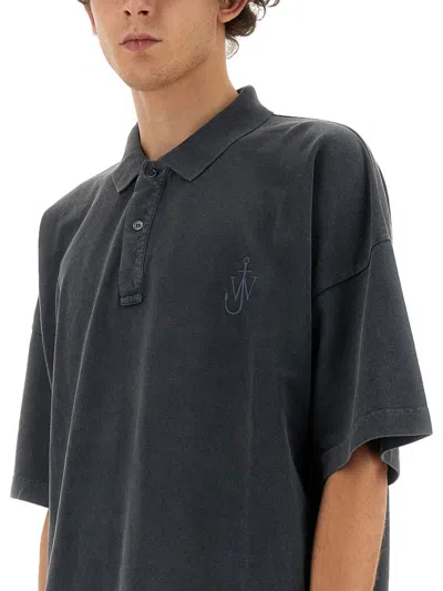 Shop Jw Anderson J.w. Anderson Polo With Logo In Grey