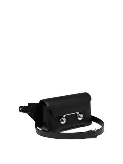 Shop Marni Black Leather Trunkaroo Crossbody Bag