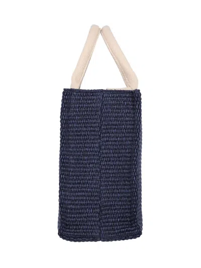 Shop Marni Blue Canvs Basket Tote Bag