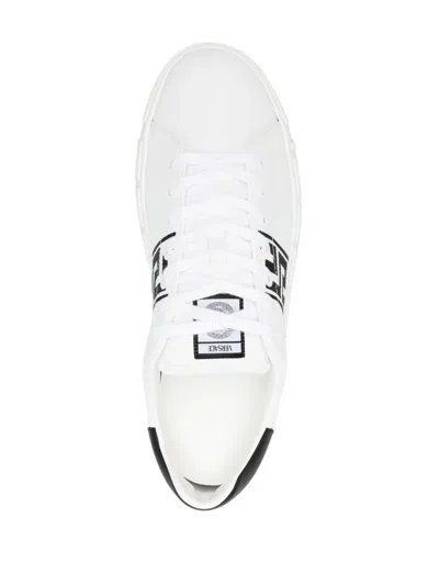 Shop Versace Sneaker Calf Leather Shoes In White