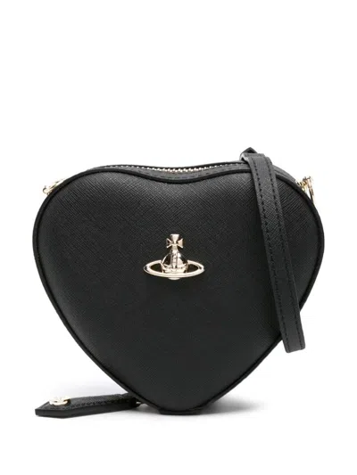 Vivienne Westwood Louise Heart Orb-plaque Crossbody Bag In Black