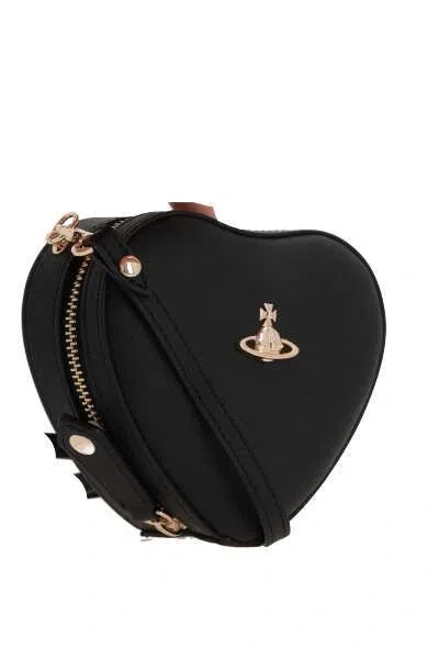 Vivienne Westwood Louise Heart Orb-plaque Crossbody Bag In Black