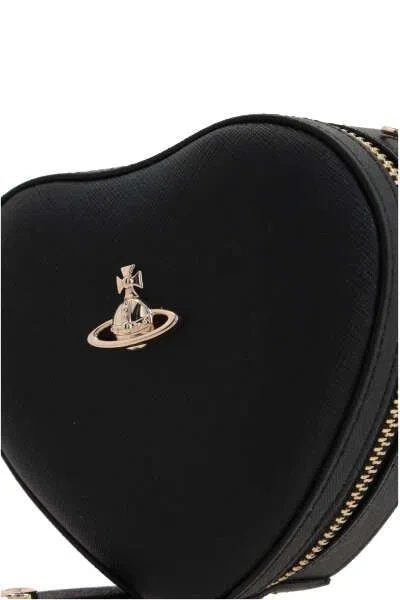 Vivienne Westwood Louise Heart Orb-plaque Crossbody Bag In Black