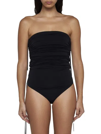 Shop Wolford Fatal Draping String Bodysuit In Black