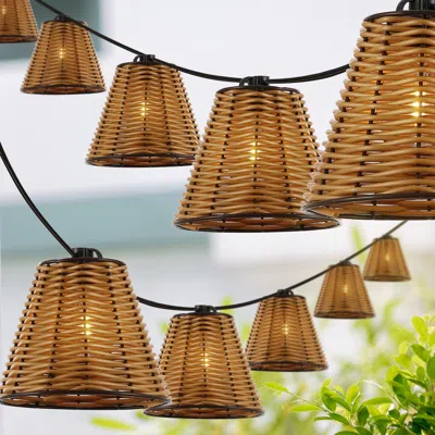 Jonathan Y Payton 10-light Indoor/outdoor 10 Ft. Classic Cottage Incandescent G40 Faux-rattan Shaded String Lig
