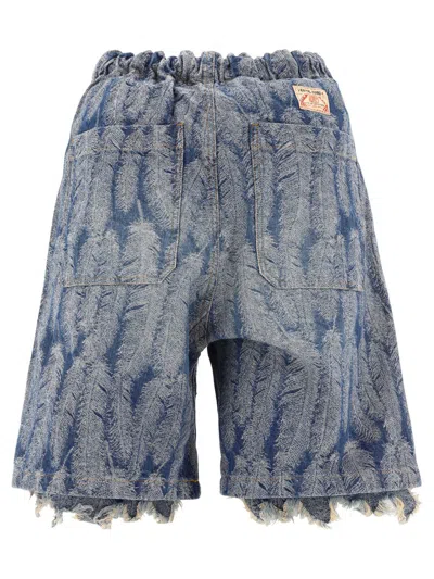 Shop Kapital "feathers" Shorts In Blue