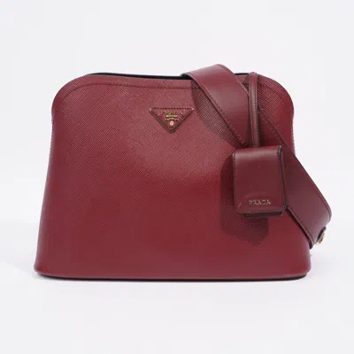 Shop Prada Matinee Saffiano Leather Crossbody Bag In Red