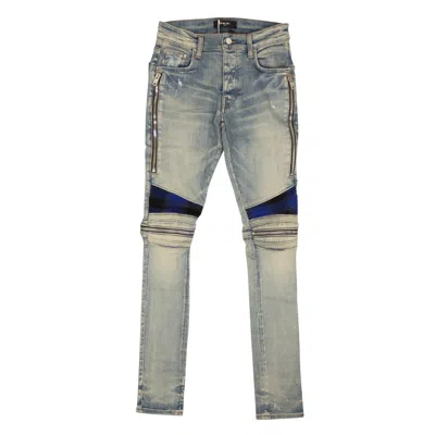 Shop Amiri Clay Indigo Blue Cotton Plaid Mx2 Jeans