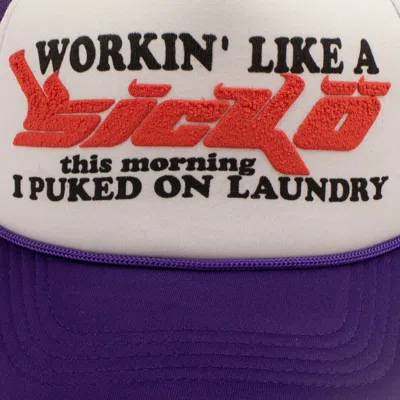 Sicko Purple & White Working Like A  Trucker Hat In Purple