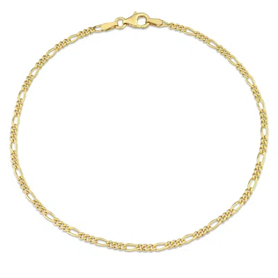 Mimi & Max 2.2mm Figaro Chain Anklet In Yellow Silver - 9 In In Yellow