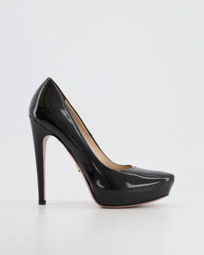Shop Prada Patent Leather Heel Pump In Black