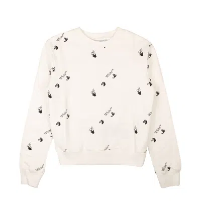 Off White C/o Virgil Abloh Off-white C/o Virgil Abloh Ow Allover Slim Crewneck Sweatshirt - White/black In White