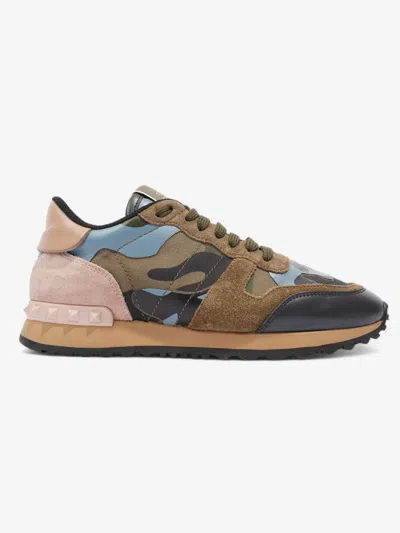 Shop Valentino Rockrunner Camo / Navy Leather In Green