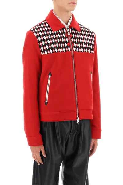 Shop Amiri Wool Blouson Jacket With Embroidered Yoke In Red