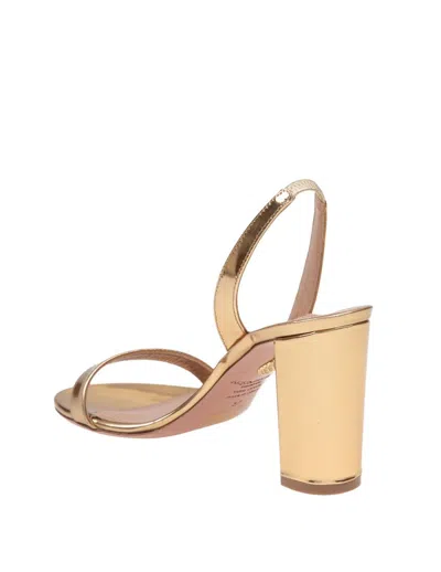 Shop Aquazzura Sandal In Mirrored Leather In Gold