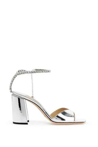 Shop Jimmy Choo Saeda 85 Sand In Argento