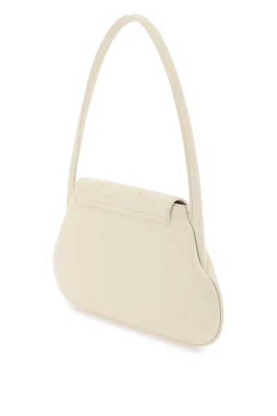 Shop Amina Muaddi Gemini Flat Shoulder Bag In Bianco