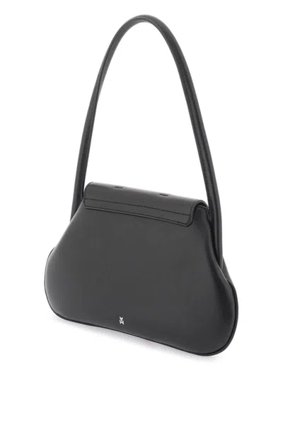 Shop Amina Muaddi Gemini Flat Shoulder Bag In Black