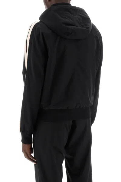 Shop Palm Angels Hooded Bomber Jacket In Black