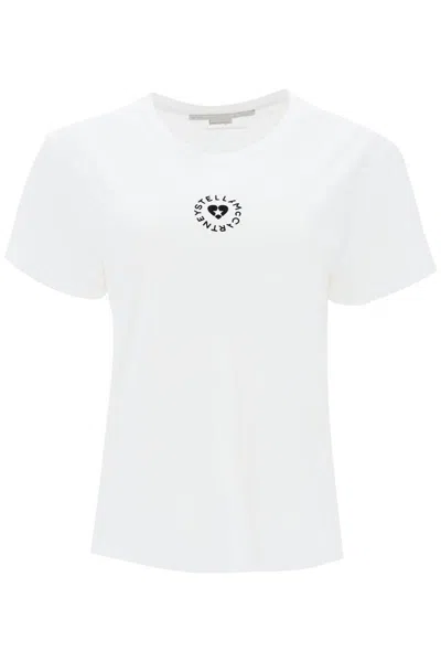 Shop Stella Mccartney Iconic Mini Heart T-shirt In Bianco