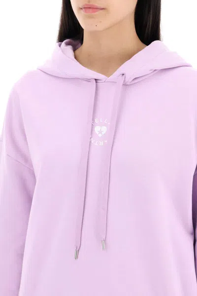 Shop Stella Mccartney Iconic Mini Heart Hooded Sweatshirt In Viola