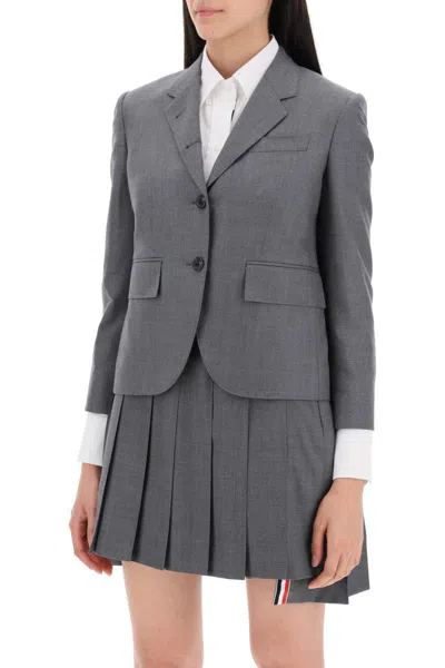 Shop Thom Browne Single-breasted Cropped Jacket In 120's Wool In Grey