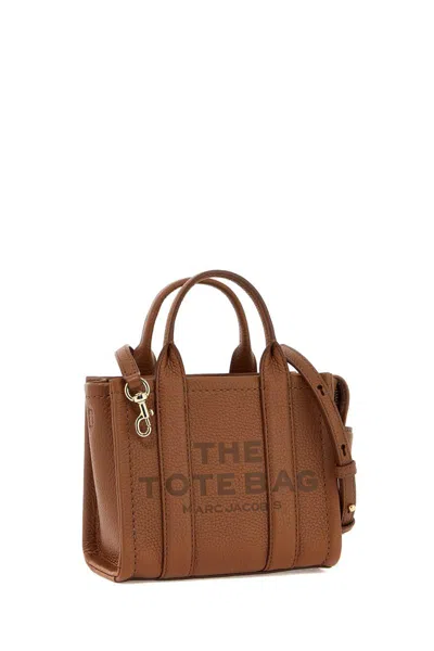 Shop Marc Jacobs The Leather Mini Tote Bag In Marrone