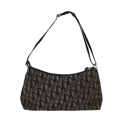 Shop Dior Trotter Grey Canvas Shoulder Bag ()
