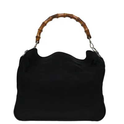 Shop Gucci Bamboo Black Synthetic Tote Bag ()