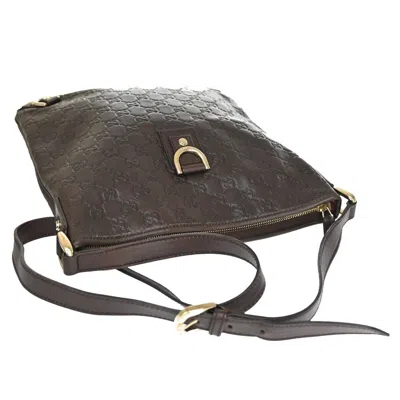 Shop Gucci Ssima Brown Leather Shoulder Bag ()